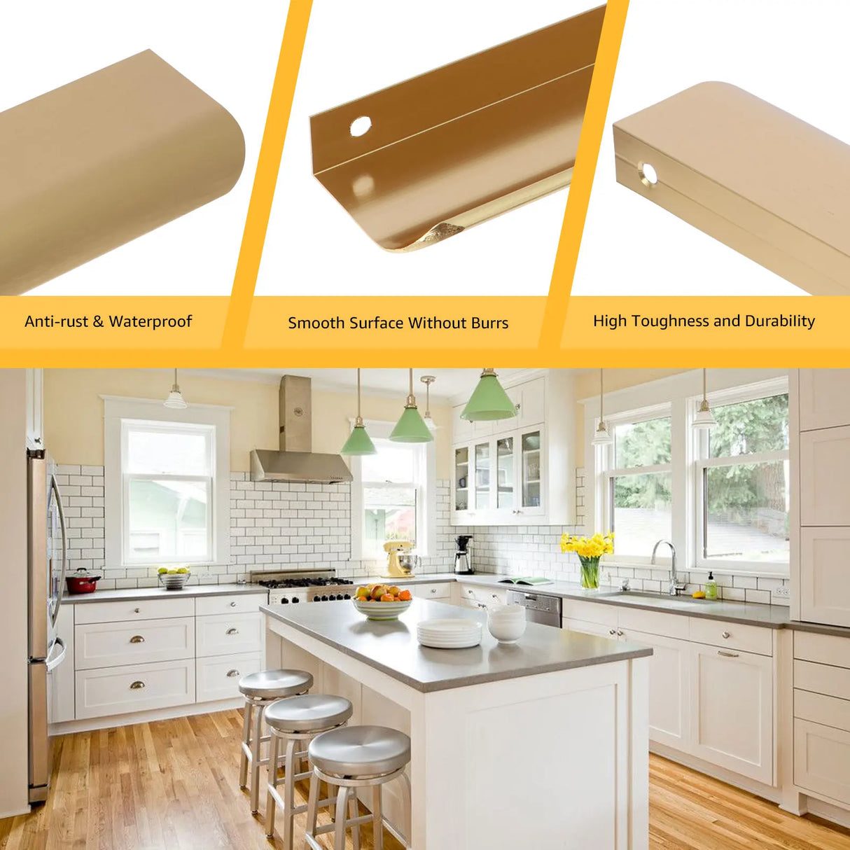 26/20Pcs New Hidden Cabinet Handles 80/150mm Kitchen Cupboard Pulls Drawer Knobs Aluminum Handle No Drill for Furniture Hardware