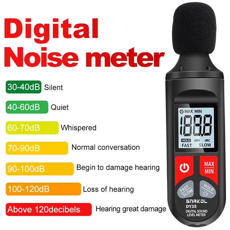 Digital Sound Level Meter Audio Level Meter Sonometro Sound Meter Decibelimetro 30-130dB Decibel Meter Portable Noise Meter