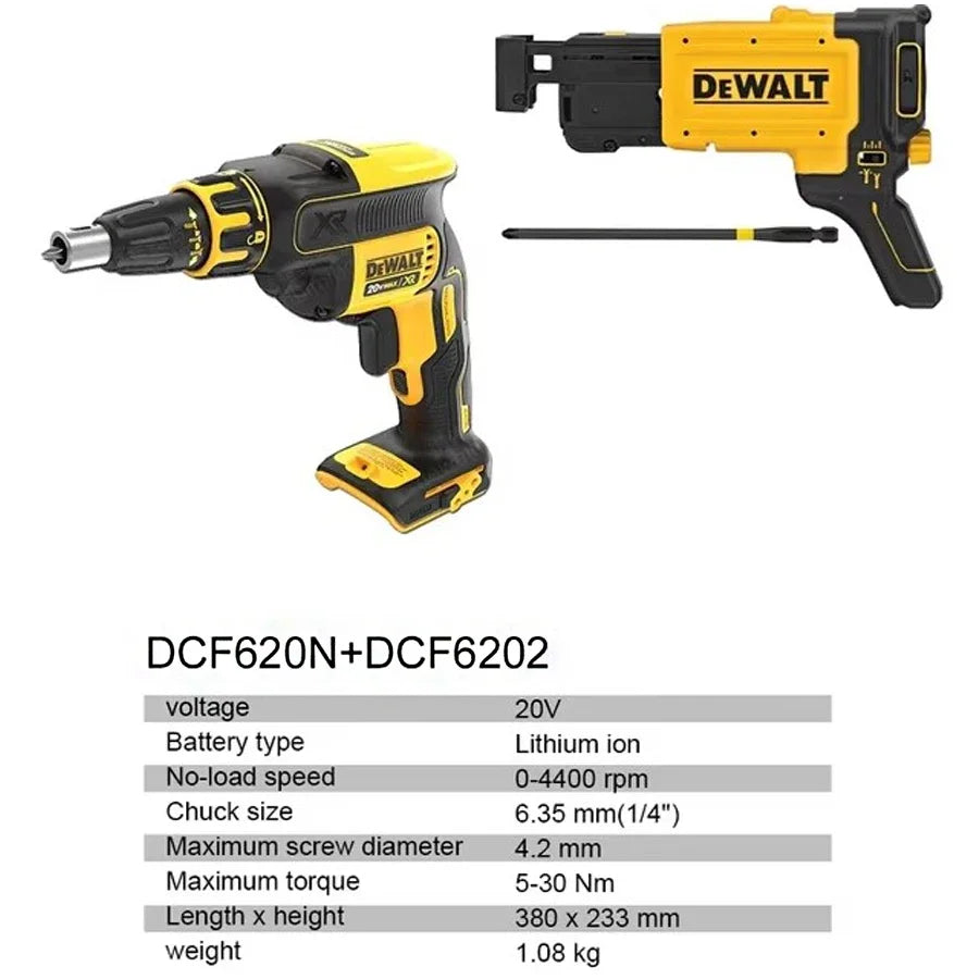 DEWALT DCF620N/DCF6202 18V XR Brushless Cordless Screw Gun for Drywall with 360° Rotating Accessory Bare Tool127