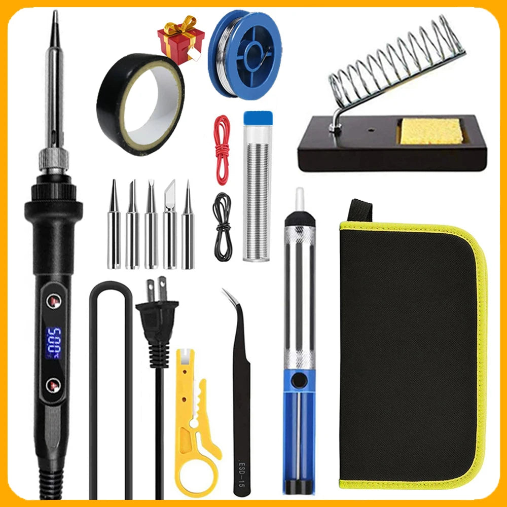 NEW Electric Soldering Iron 16IN1 80W LCD Digital Display 180-500 Adjustable Replaceable Head Soldering Iron Tin Pen Welding Kit