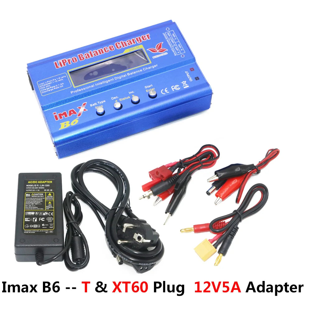 Digital Imax B6 80W Balance Charger T/Tamiya/XT60 Plug With 12V/5A DC Converter Adapter For RC Lipo NiMH NiCd Li-ion Battery