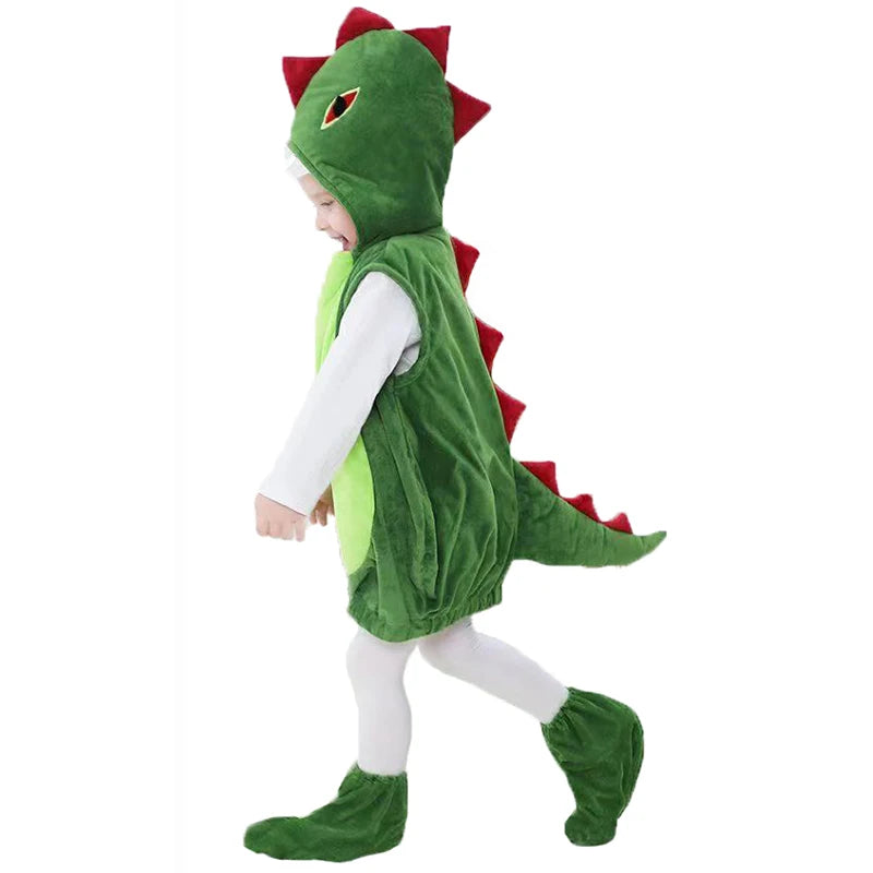 Umorden Green Dinosaur Costume Vest Hoodie for Children Boys Girls Toddler 3-4Y 6-8Y with Foot Covers Halloween Purim Clothes