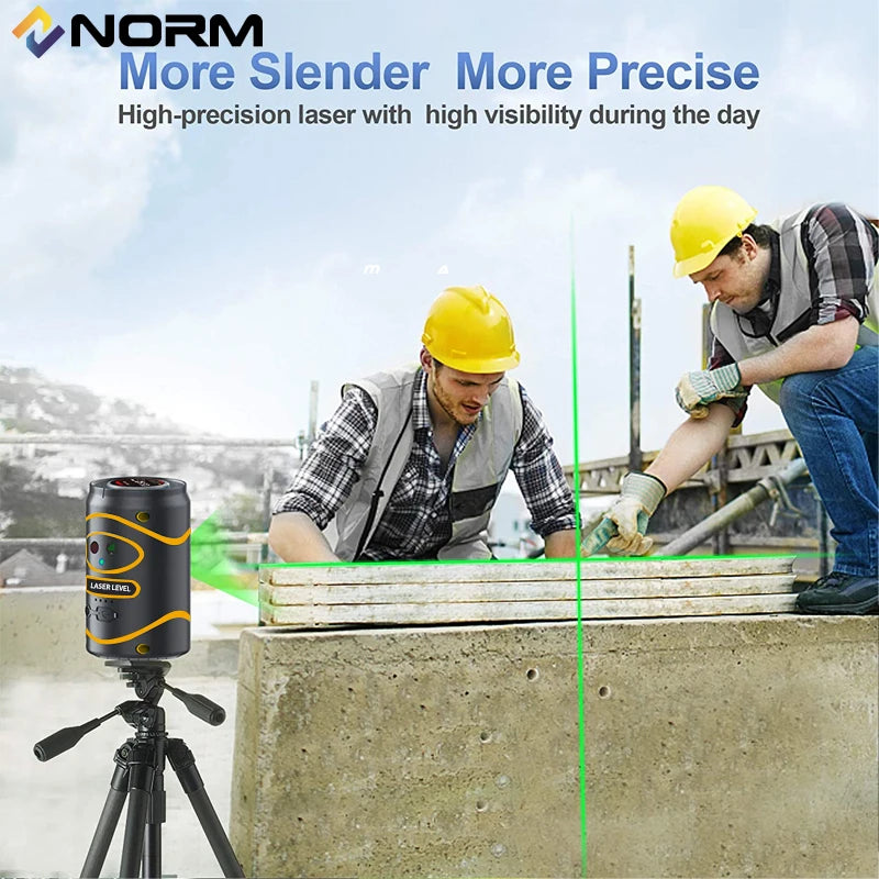NORM Mini Green Lines Laser Level 5 Lines Horizontal and Vertical Cross Magnetic Base Automatic Fix Can be Used with Receiver