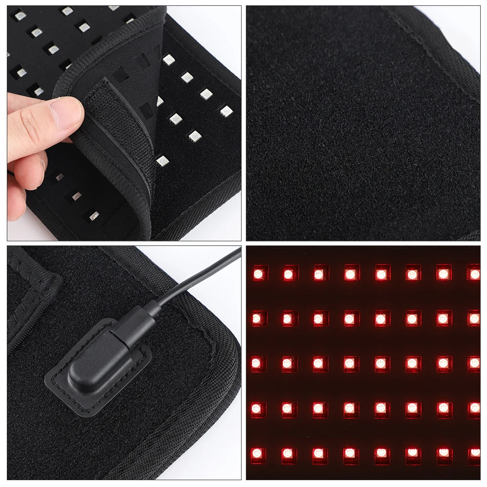 Red &Infrared LED Light Therapy Belt 850nm 660nm Back Pain Relief Burn Wrap Skin Rejuvenation Machine Waist Heat Pad Full Body