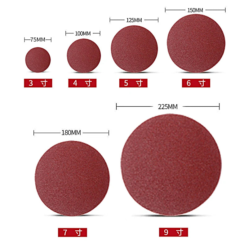 100-125-150-180mm Sanding Paper Set 3-4-5-6-7 Inches 40-60-80-120-2000 Grid Metal Polished Woodworking Tools Dremel Accessories