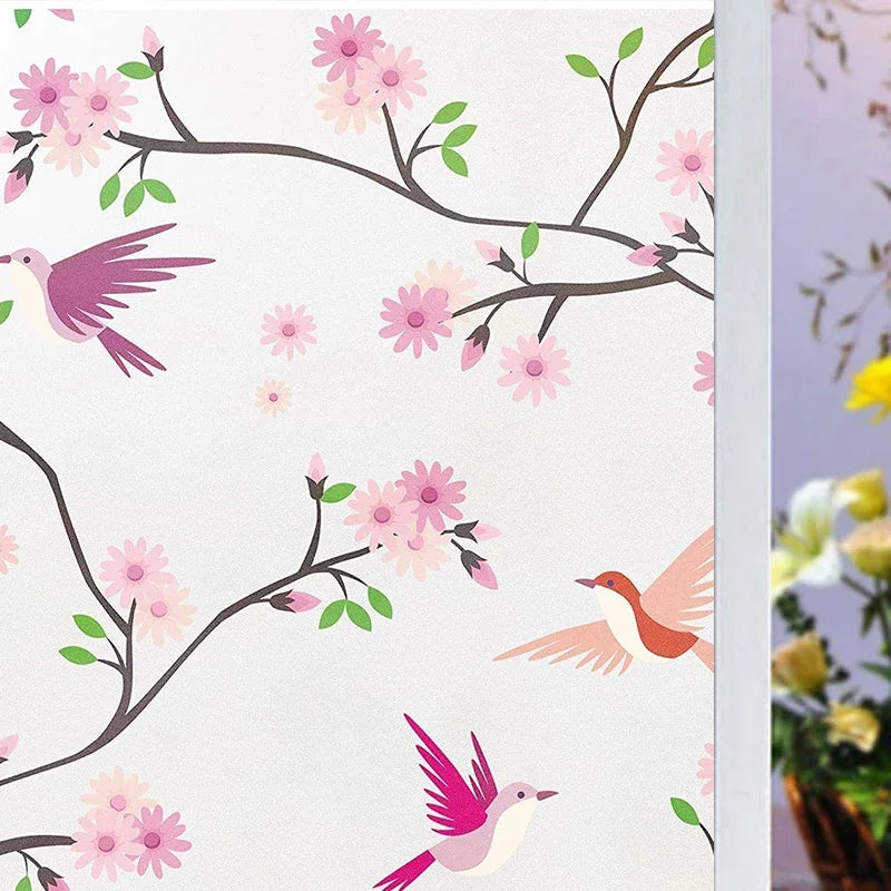 2/3m Flower Window Film Vinyl Opaque Glass Film Privacy Protection Glass 3D Stickers Stained Window Glass Films Home Decoration