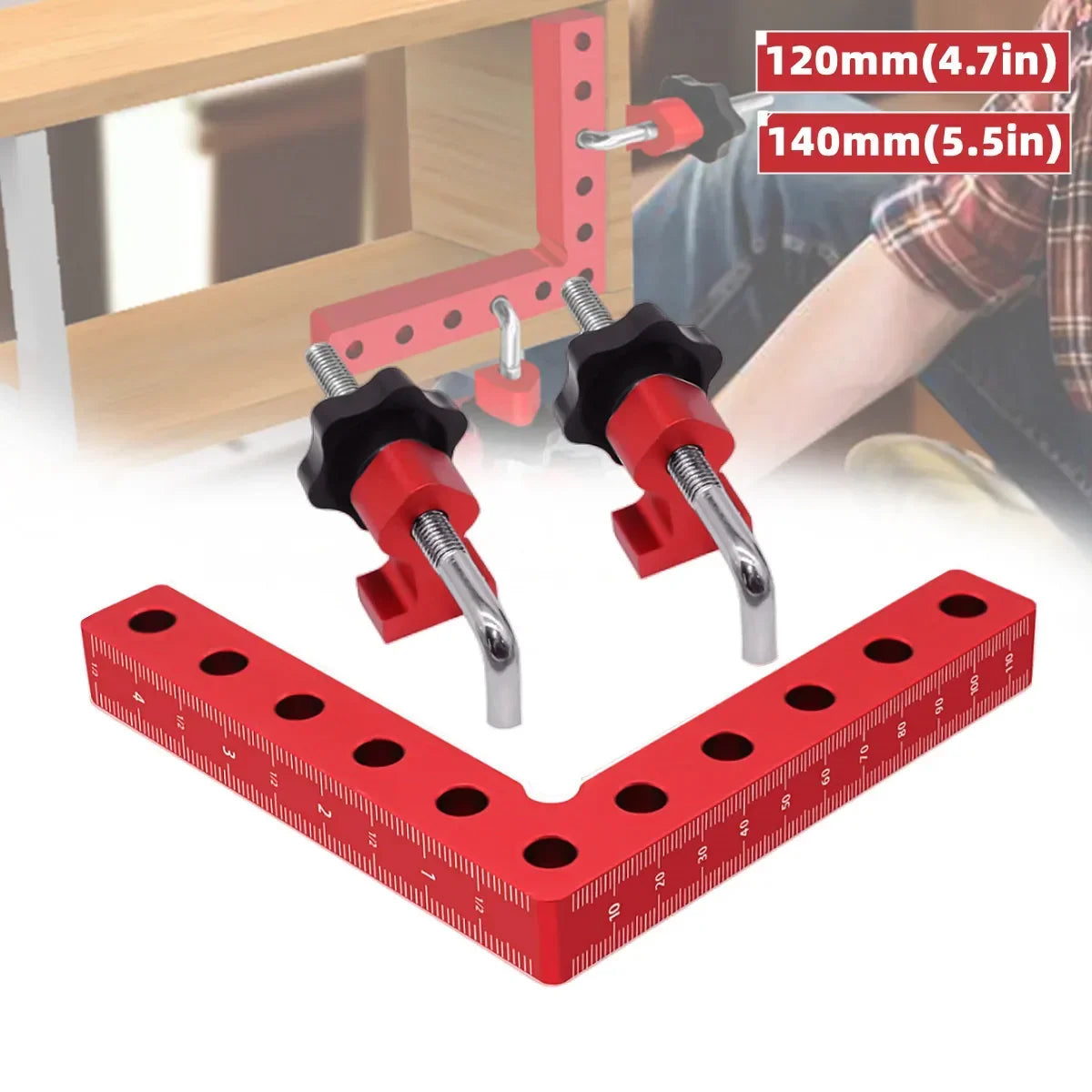 120/140mm Right Angle Fixing Clip 90 Degree L-shaped Auxiliary Fixture Positioning Panel Fixing Clip Woodworking Clamping Tool