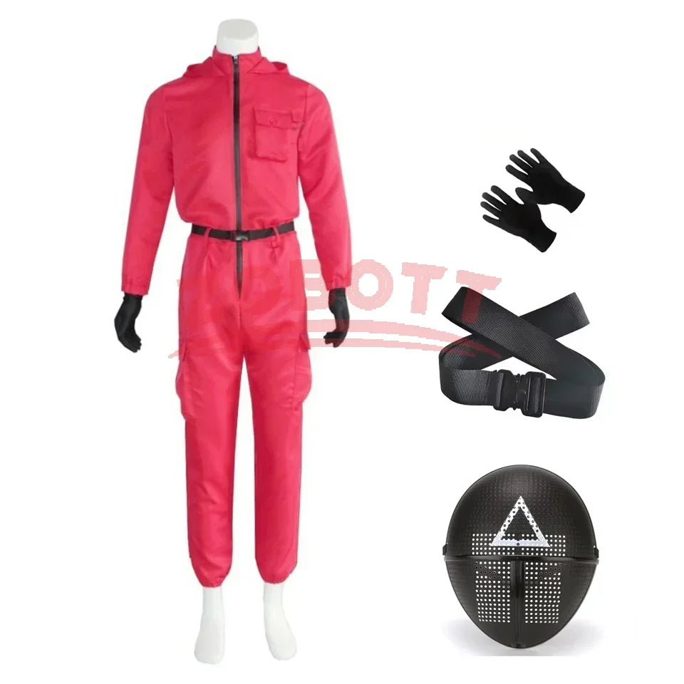 Game Red Calamari Game Jumpsuit Cosplay Party Tracksuit Outfits Mask Props Role Play Classic Costume From