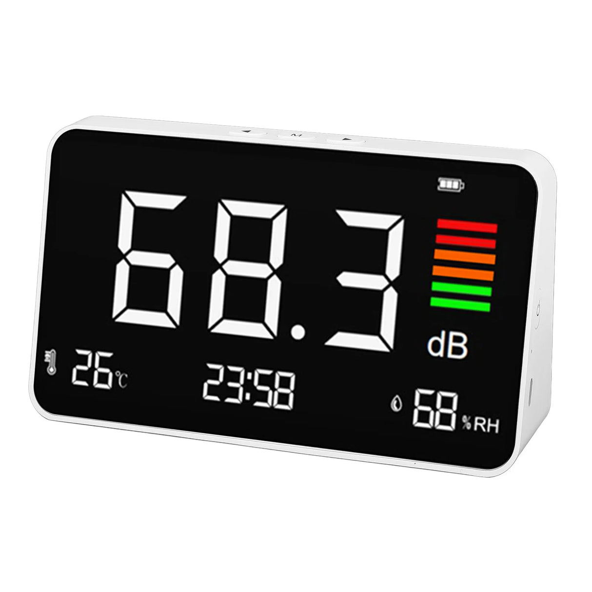 Digital Decibel Meter Desktop Sound Level Meter 30-130dBA with Temp Humidity Detection for Home School Library DM219N