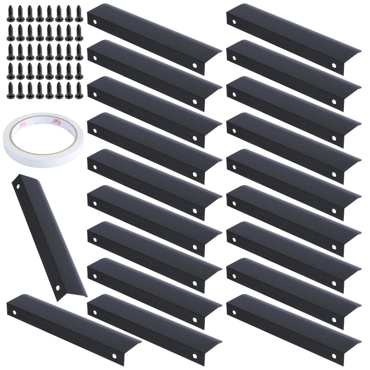 26/20Pcs New Hidden Cabinet Handles 80/150mm Kitchen Cupboard Pulls Drawer Knobs Aluminum Handle No Drill for Furniture Hardware