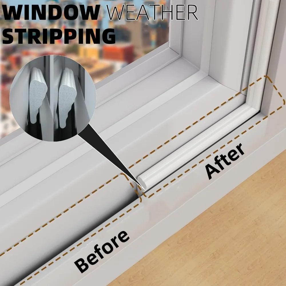 20M/2M Window Weather Seal Strip Acoustic Foam Sealing Strip White For Door Windows Windproof Soundproof Cotton Seal Gap Filler