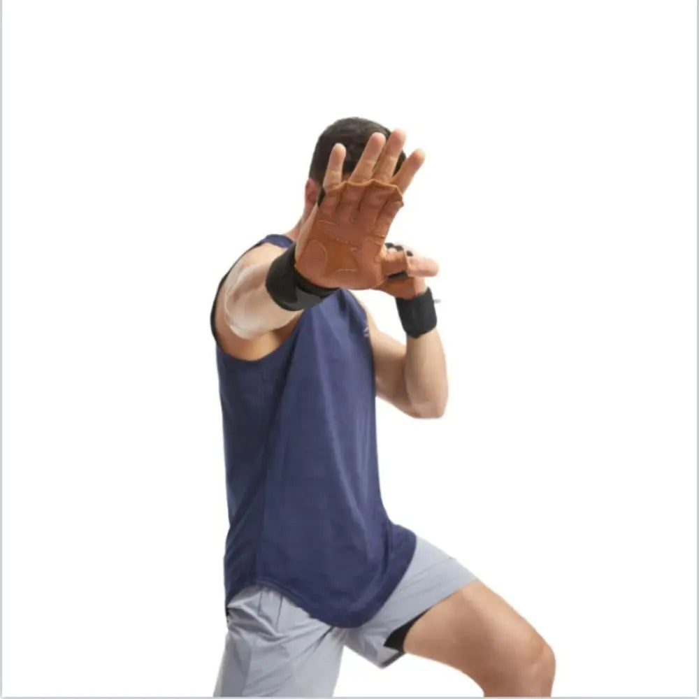 1 Pair Cowhide Weight Lifting Gloves Non-Slip Breathable Ventilated Gym Wristband Deadlift Training Fitness Workout Gloves