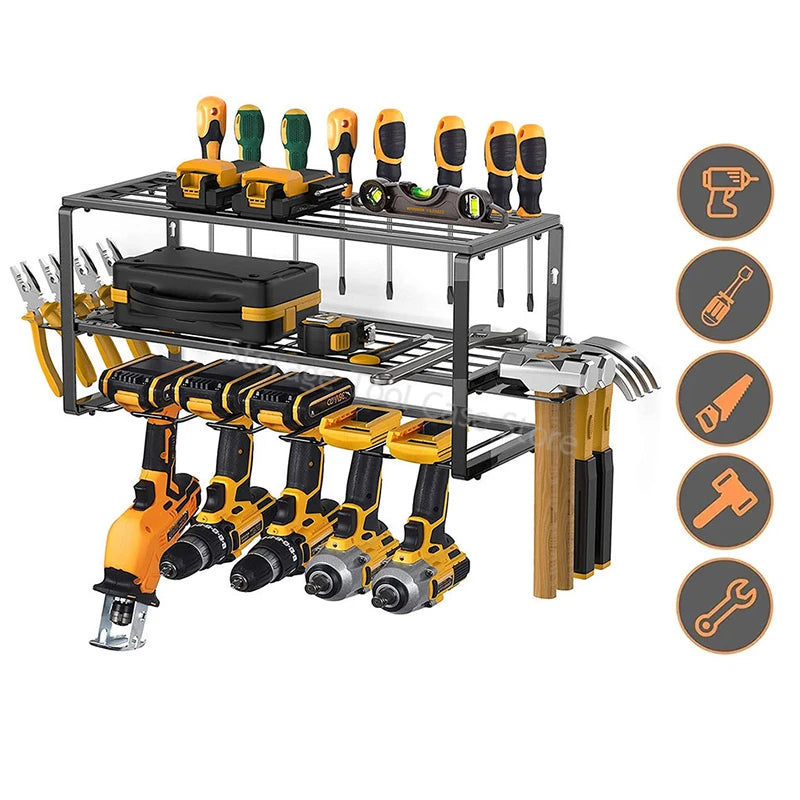 Power Tool Organizer Rack Wall Mount Tool Cabinet Electric Drill Holder Heavy Metal Tool Shelf Storage Rack for Workshop Garage