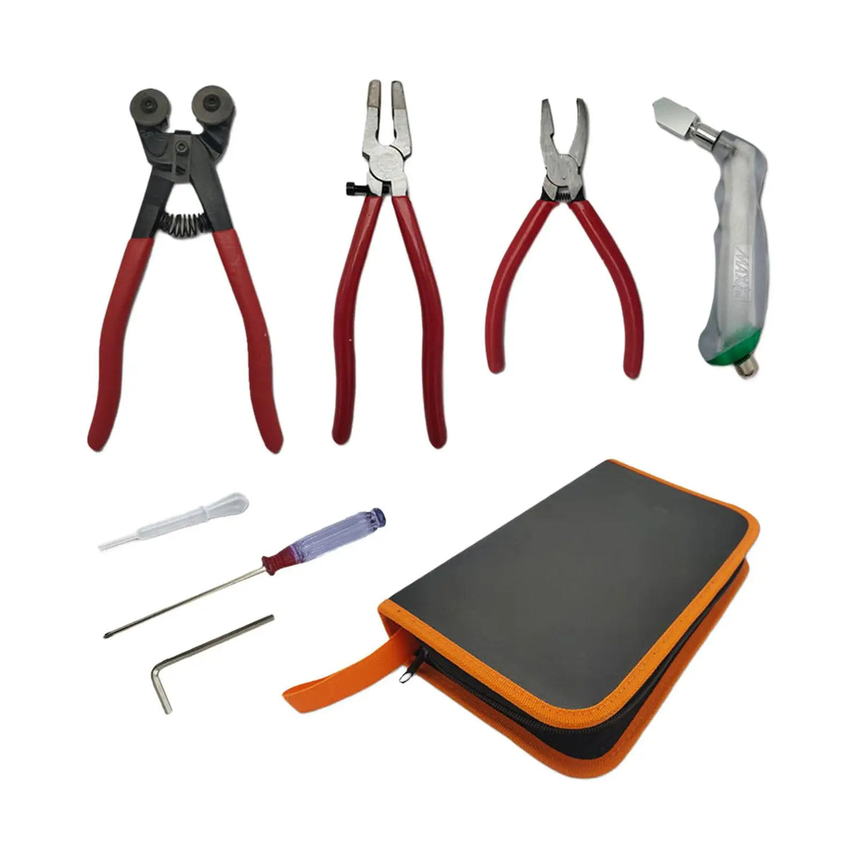 Glass Cutting Tool Set Glass Running Pliers Breaking Pliers Oil Dropper Storage Bag for Mosaic Tiles Mirrors Stained Glass