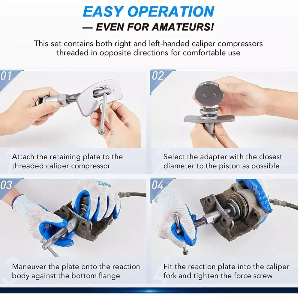 22Pcs Universal Car Disc Brake Caliper Rewind Back Brake Piston Compressor Tool Kit Set For Audi BMW Ford Garage Repair Tools