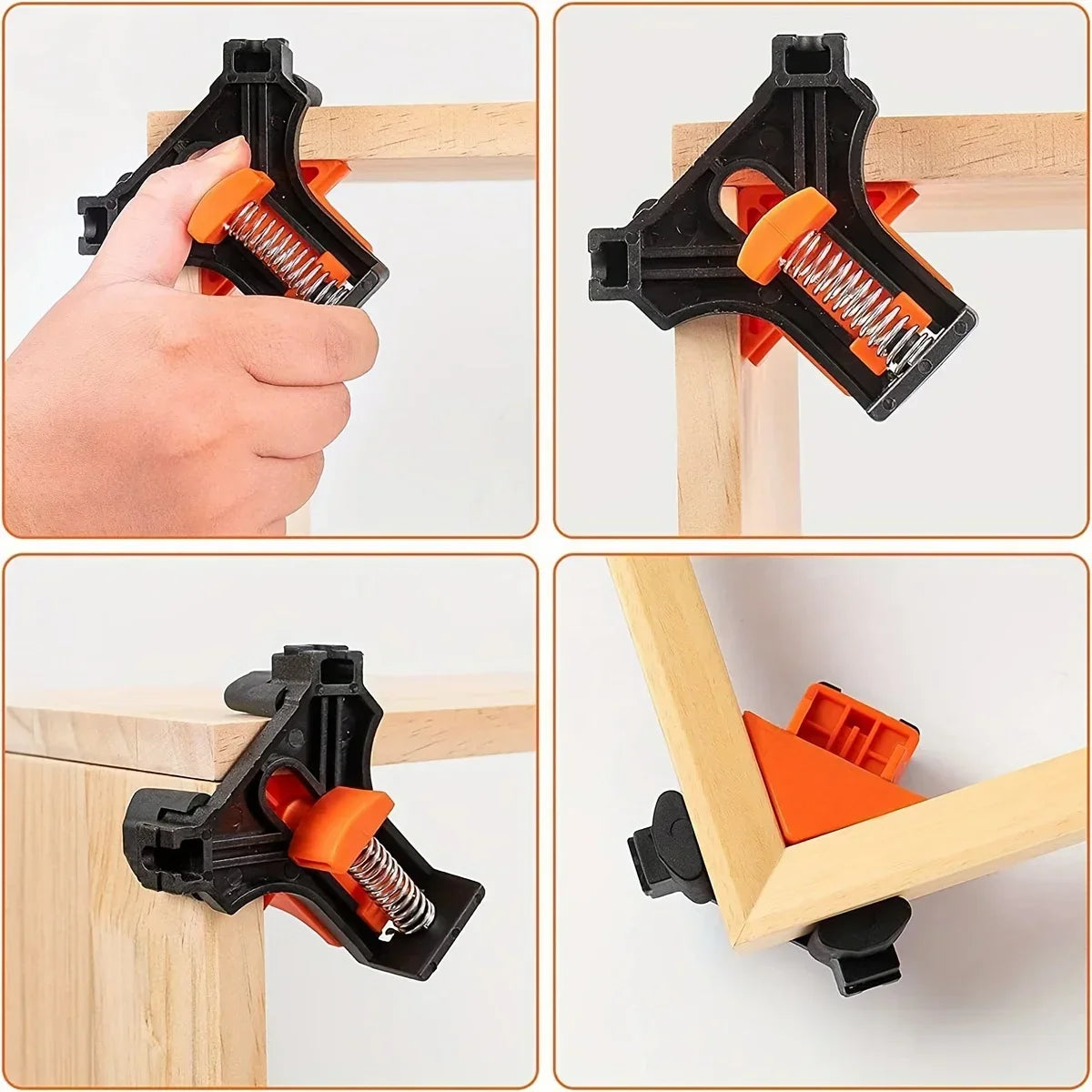 2pcs 90 Degree Corner Clamps For Woodworking, Fast Adjustable Quick Spring Loaded Woodworking Clamps,Cabinets,Photo Framing