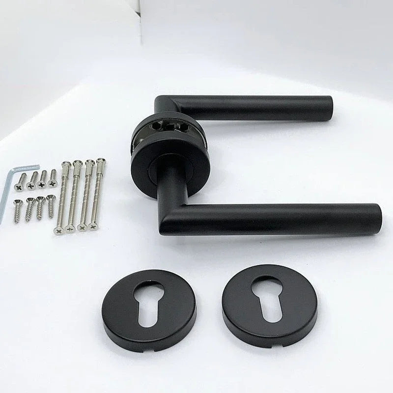 1 Pair 304 Stainless Steel Door Handle Matte Black Round Tube Door Handle Furniture Hardware Door Handles for Interior Doors