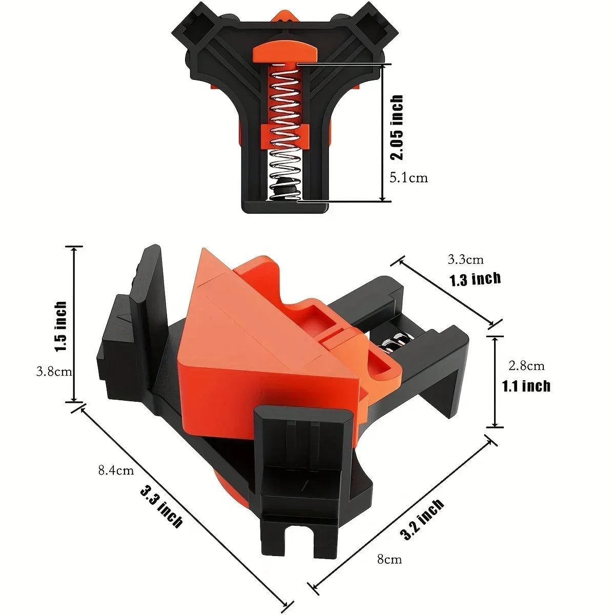2pcs 90 Degree Corner Clamps For Woodworking, Fast Adjustable Quick Spring Loaded Woodworking Clamps,Cabinets,Photo Framing