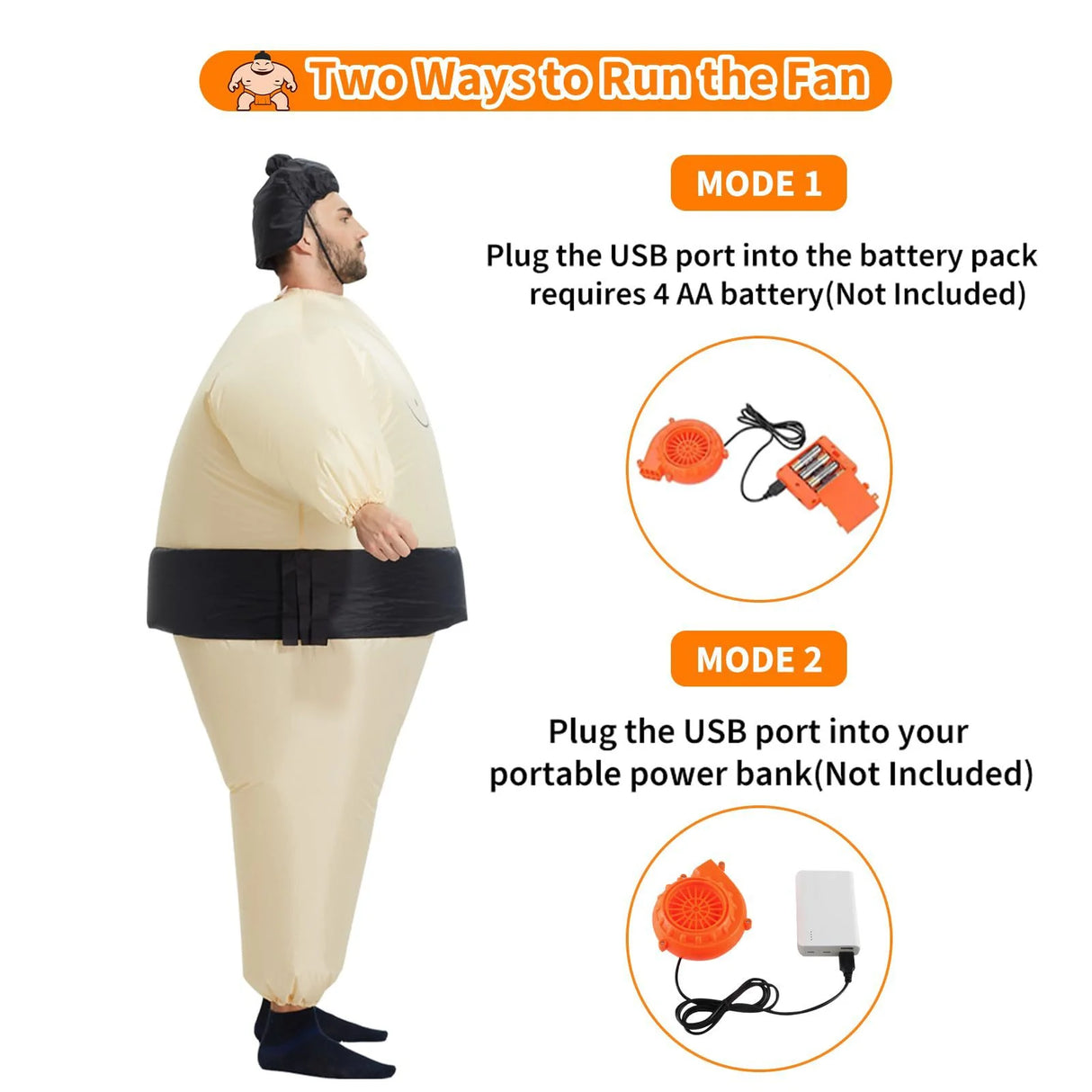 Adult Sumo Wrestler Inflatable Costume Set, Wearable Inflatable Halloween Costume for Parties and Fun Wearing
