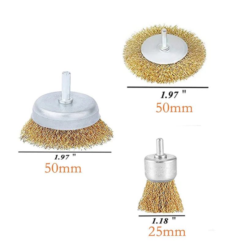 Wire Brush Wheel Cup Brush Set,10 Pack Coarse Crimped 1/4 Inch Shank Wire Wheel for Drill Attachment