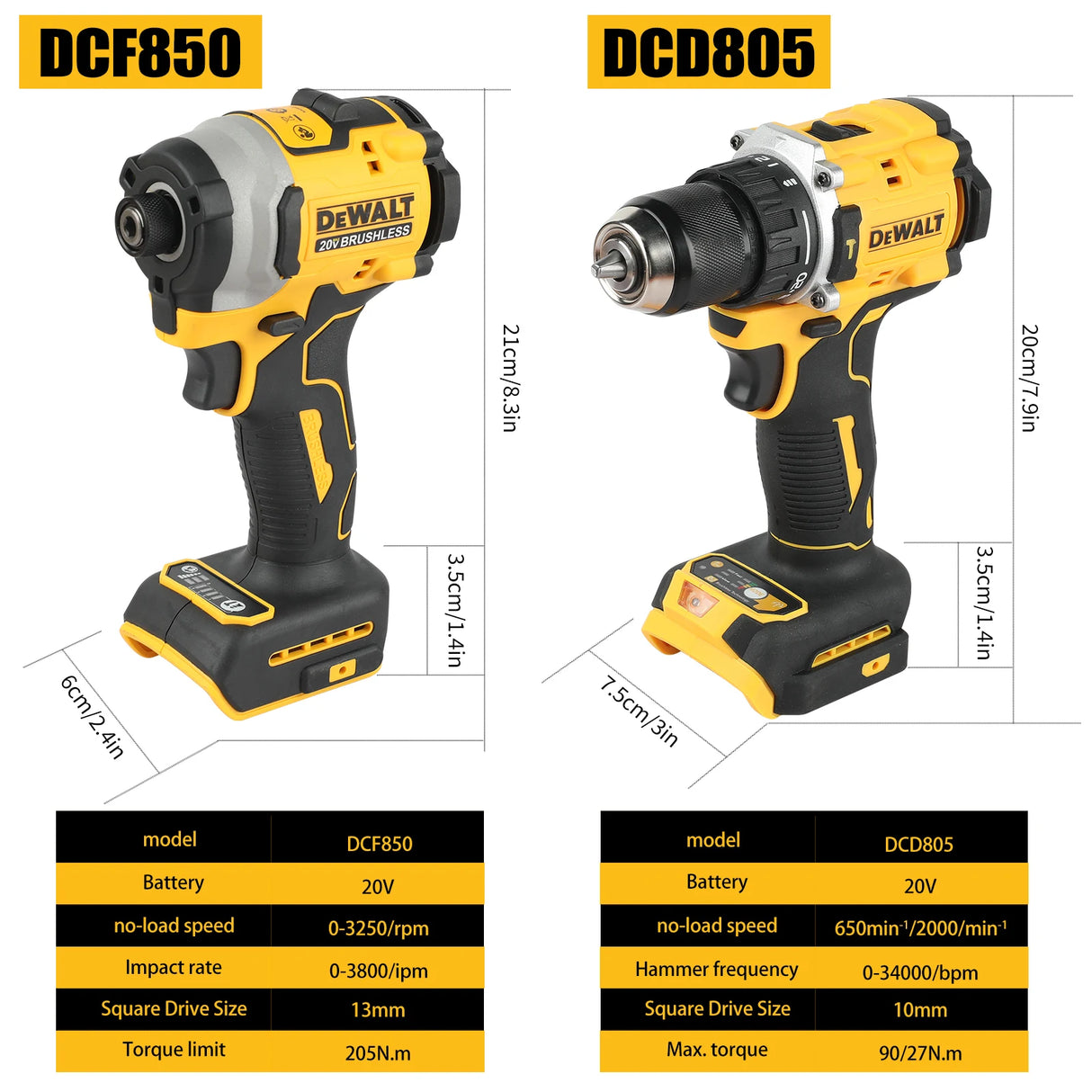 DeWalt Lithium Brushless Motor Screwdriver Electric Screwdriver Electric Hand Drill Impact Drill Combination Kit Dcd805 Dcf850