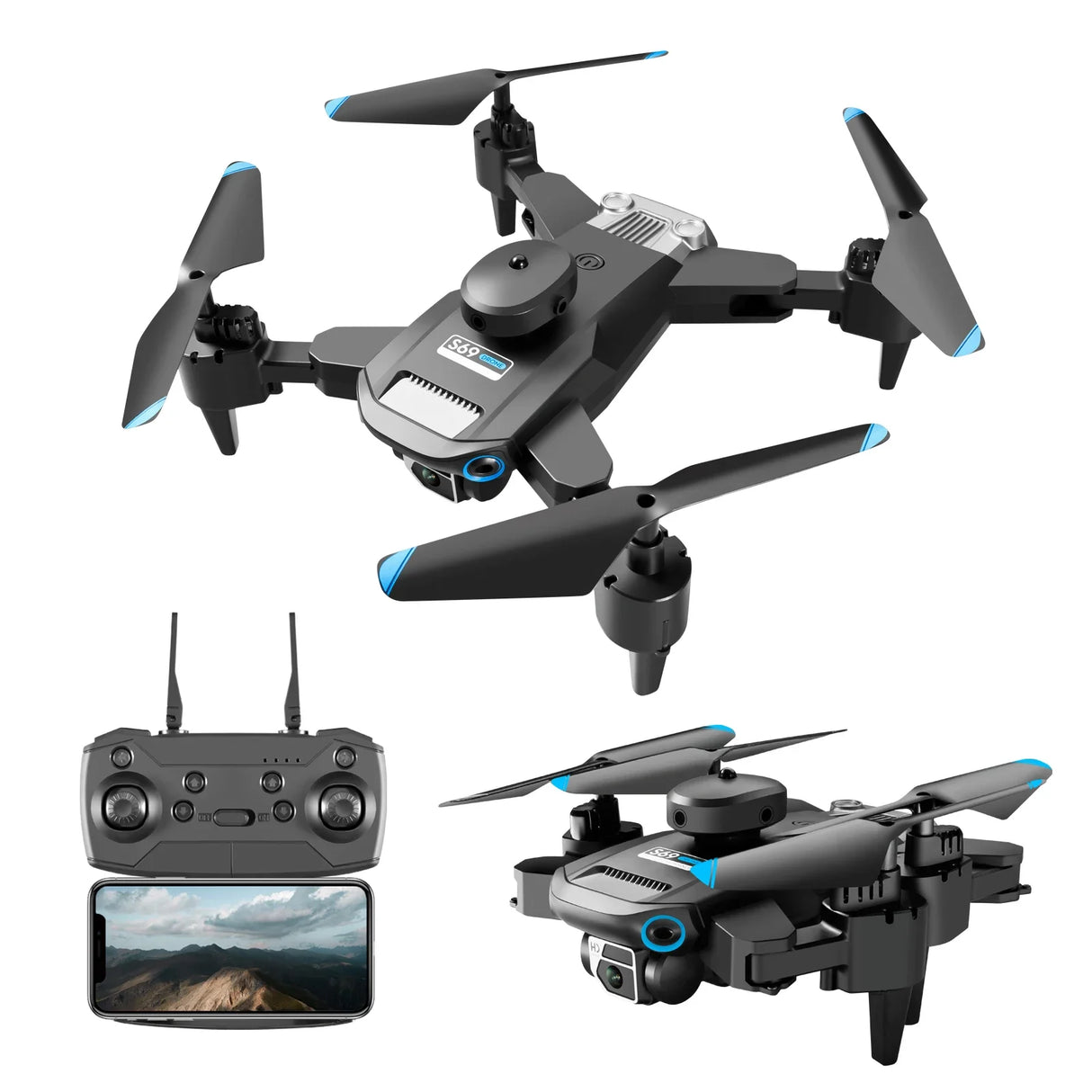 S69 Foldable Drone with 4K Dual HD Camera, Wide Angle, WiFi FPV, Altitude Hold, Professional RC Quadcopter, Gift for Kids Adults