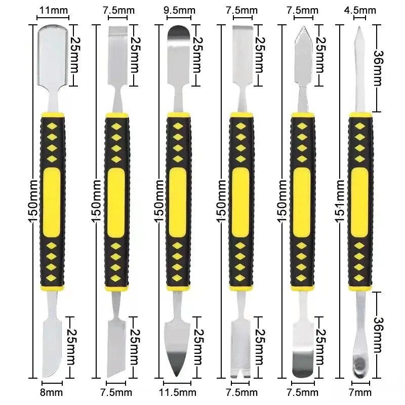 Hardened Claw Nail Double Headed Pry Bar 6-in-1 Disassembly Battery Screen Frame Flat Pry Bar Injection Molding Repair Tool