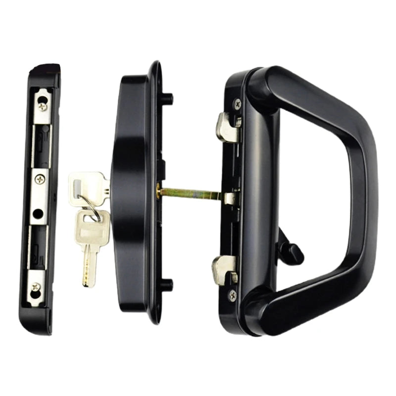Balcony Glass Door Handle Lock Single Side with for Key Zinc Alloy Sliding Door Handle Reversible Mortise-Style Locks