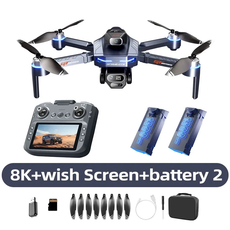 Lenovo GT8 Foldable RC Quadcopter GPS 4K 8K HD Dual Camera Optical Flow Positioning Stunt Roll 20Min Flight Brushless Motor Toy