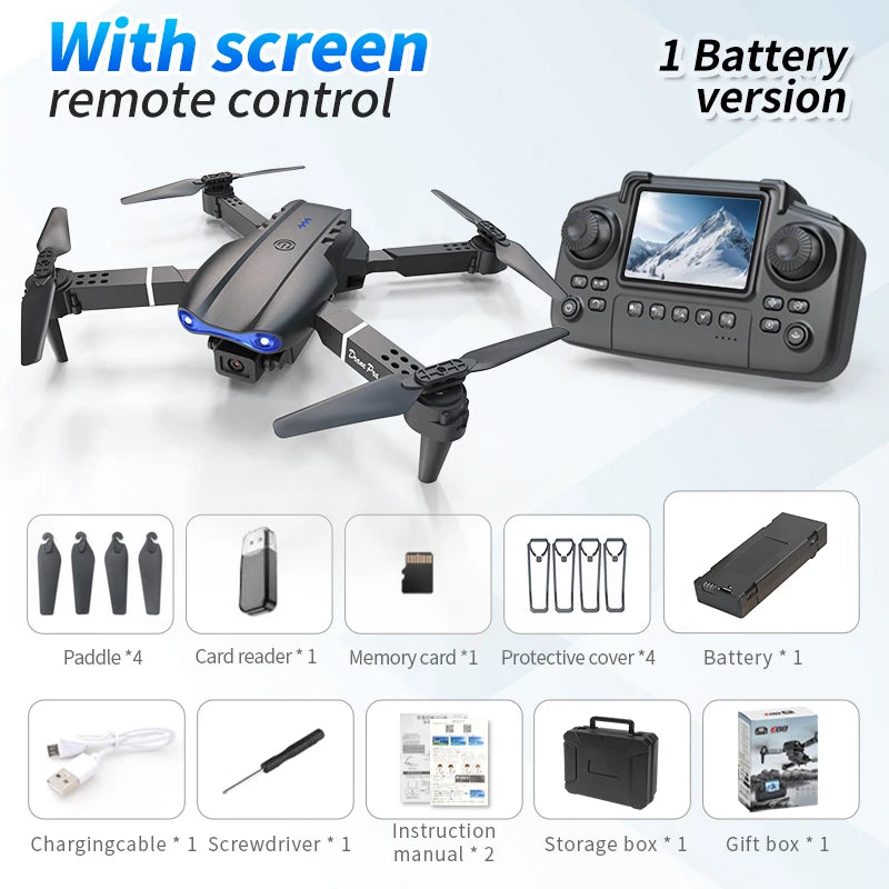 E99 PRO Drone Screen Control Aerial Drone High Definition Dual Camera Remote Control Aircraft, Folding Quadcopter Kid Gift