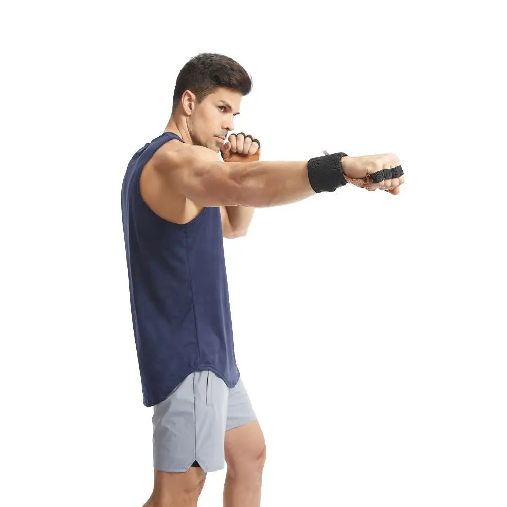 1 Pair Cowhide Weight Lifting Gloves Non-Slip Breathable Ventilated Gym Wristband Deadlift Training Fitness Workout Gloves