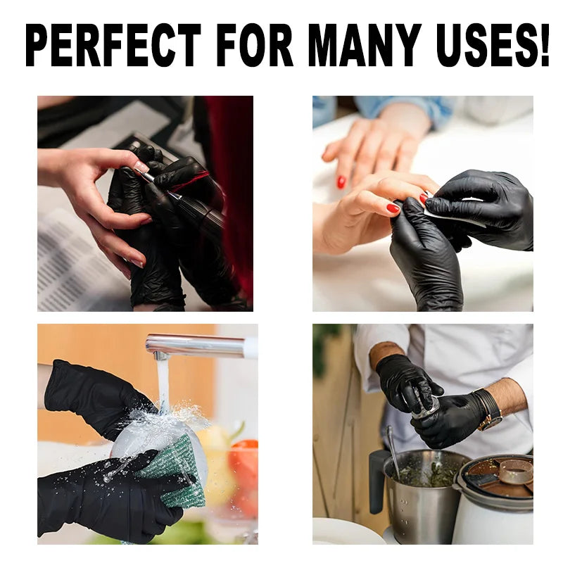 20/50/100PCS Disposable Black Nitrile Gloves for Household Use Latex Free Powder Free Cleaning Gloves Tattoo Hairdressing Tools
