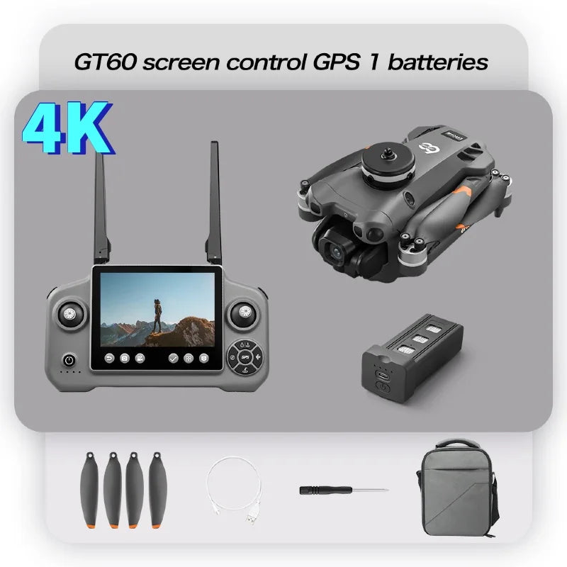 Lenovo GT60 GPS Foldable RC Quadcopter 4.3 Inch Screen 4K HD 8K Brushless Airdrop 5G FPV Dual Camera Drone High Quality PremiumX