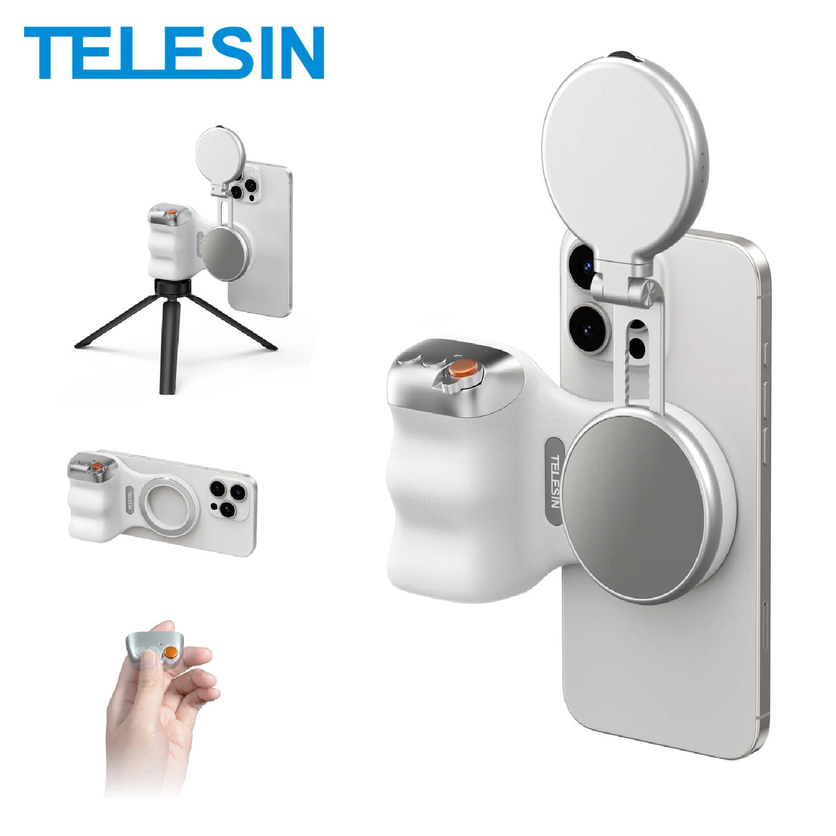 TELESIN Phone Camera Shoot Hand Grip Magnetic Smart Phone Holder Shooting Aid Remote Control Handle For Iphone Android Phone