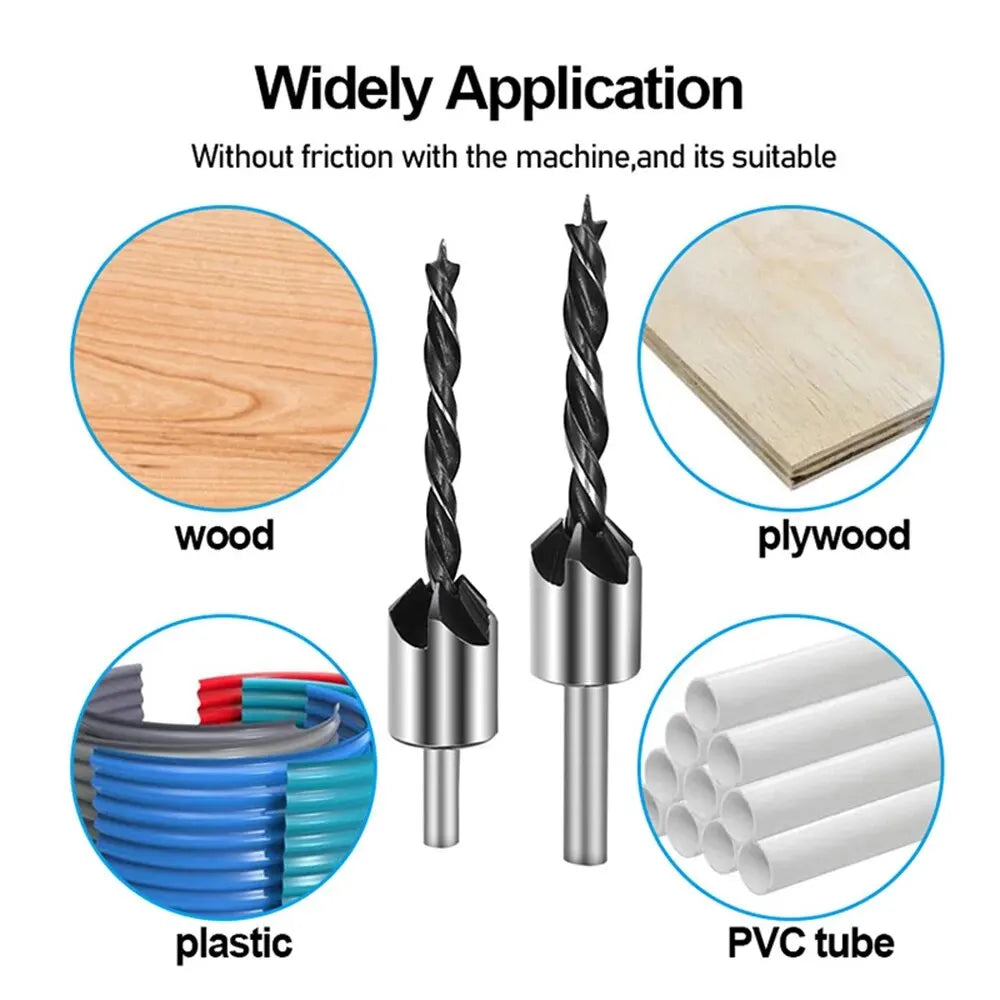 4pc Three Pointed Woodworking Counterbore Drill 3-6mm Reaming Drill Screw Chamfering Drill Bit Hole Opener Tool Set