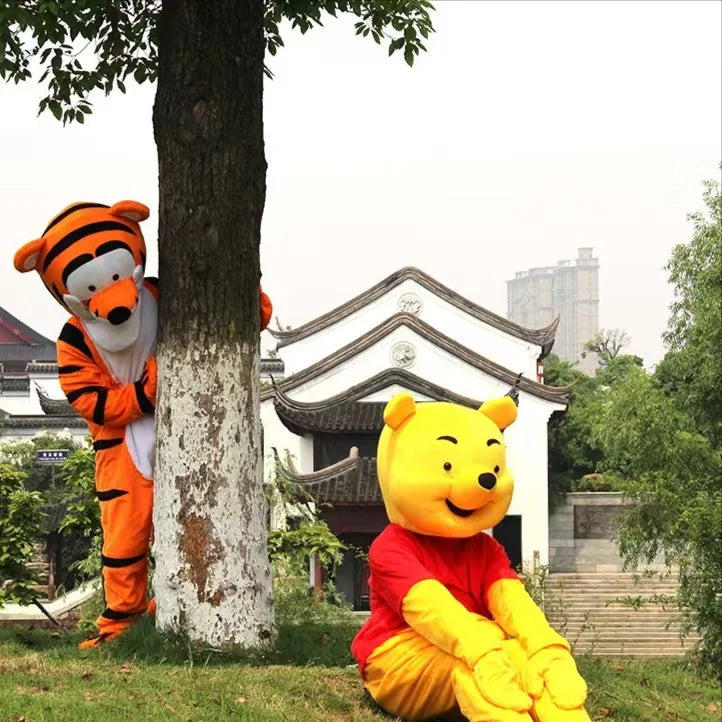 Disney Pooh Bear Mascot Costume Cartoon Character Tigger Cosplay Suit Adult Advertising Carnival Party Halloween Fancy Dress