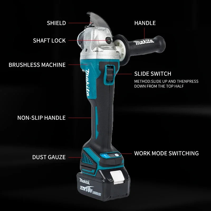 Makita 18V DGA404 Brushless Lithium Electric Angle Grinder Rechargeable Cutting Machine High Power Polishing Machine