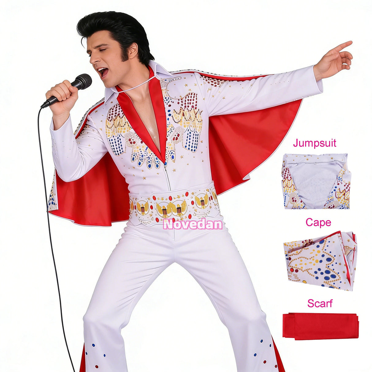 Elvises Cosplay Costume Anime Presleleying Rocker Singer Performance Jumpsuit Suit Adult Kids Party Halloween Costume For Men