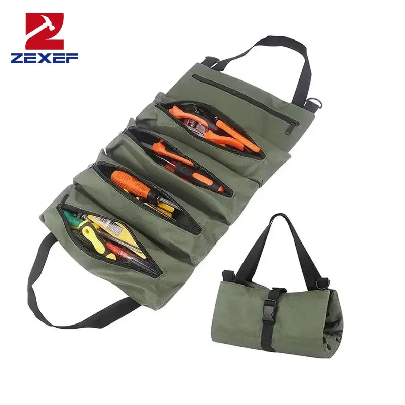 Portable Oxford Cloth Storage Bag Toolkit Car Automotive Motorcycle Canvas Wrench Tool Organizer Bucket Hanging Zipper Camping
