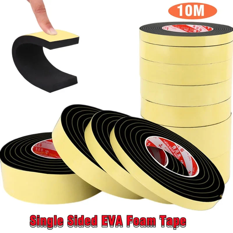 Black Single-sided Sponge Foam Tape for weatherproofing and soundproofing windows and doors