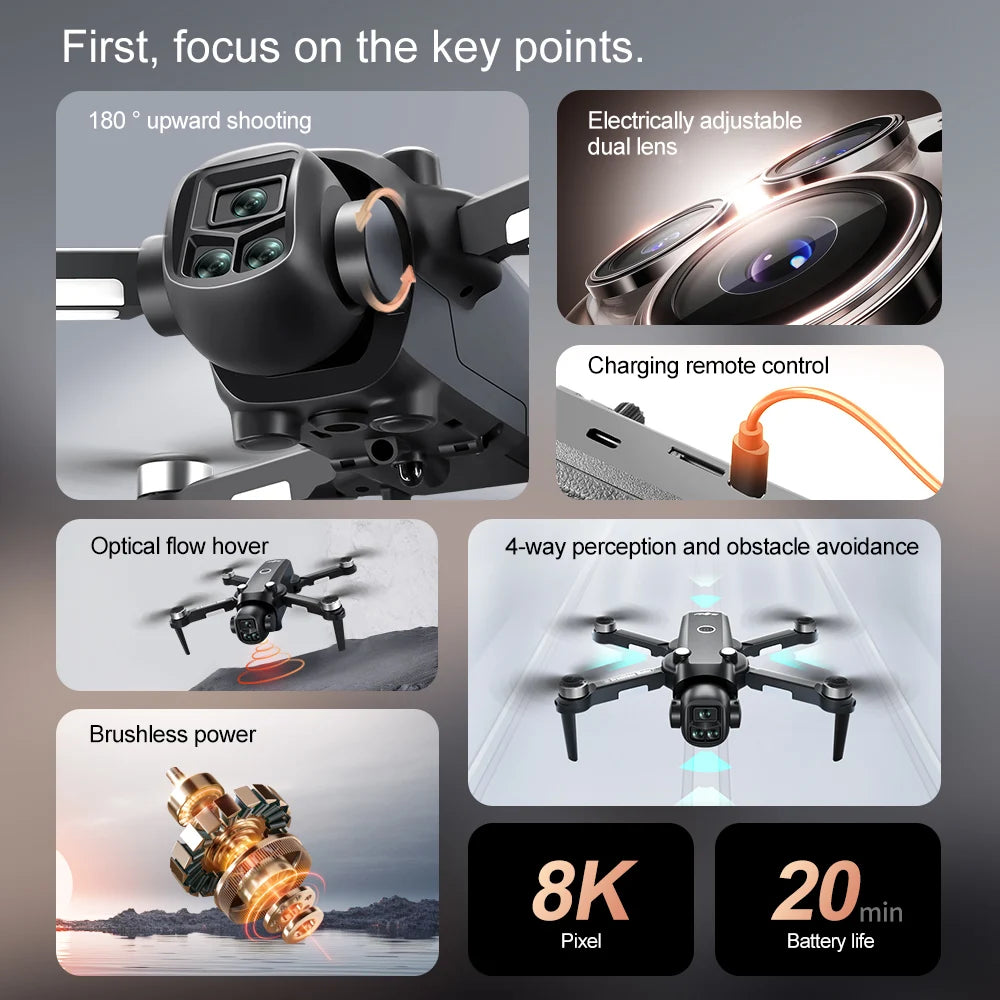 Lenovo V156 MAX 8K Drone with Screen Remote Control Brushless ESC 4K HD Dual Camera GPS drone Quadcopter Avoidance Gift