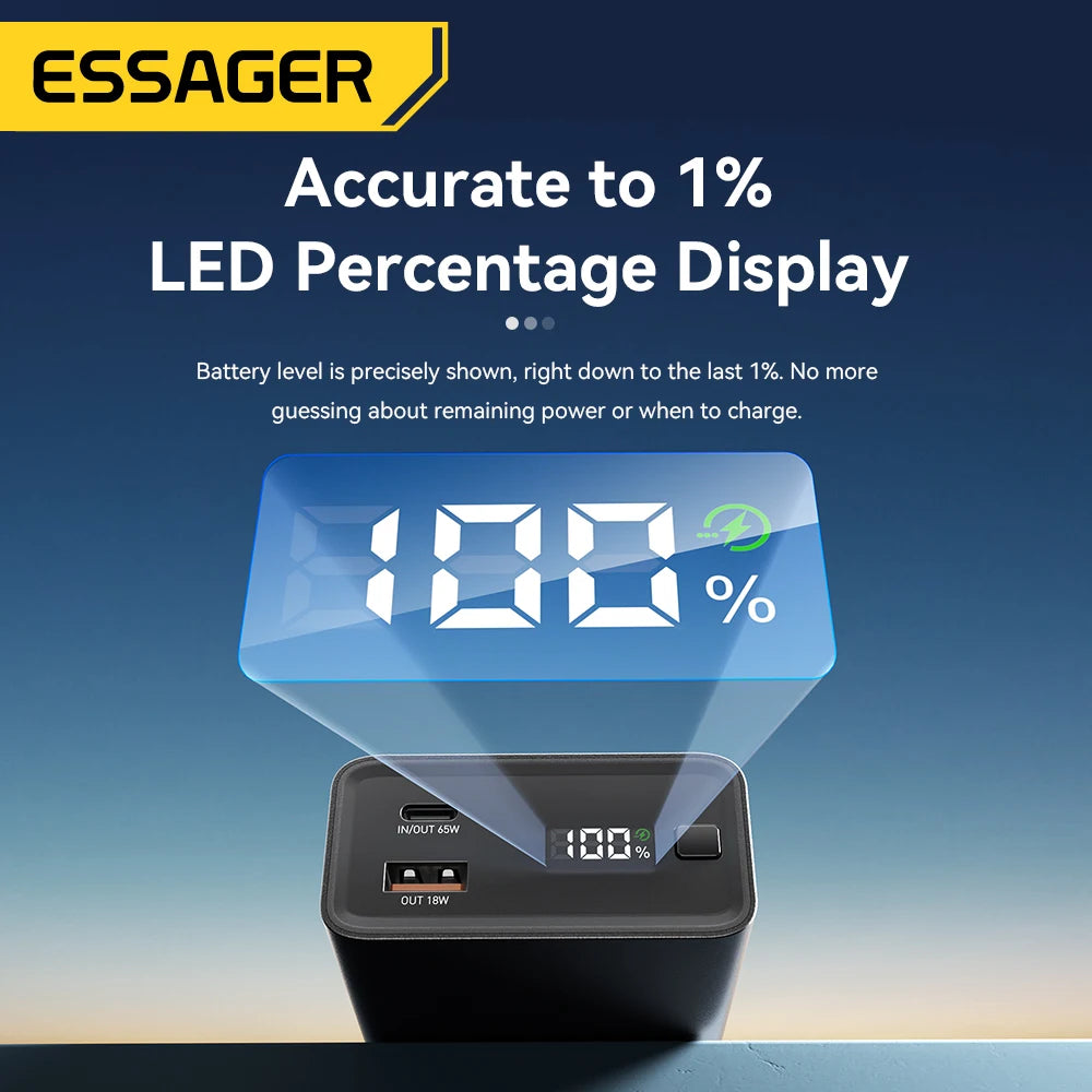 Essager 20000mAh portable power bank 65W fast charging