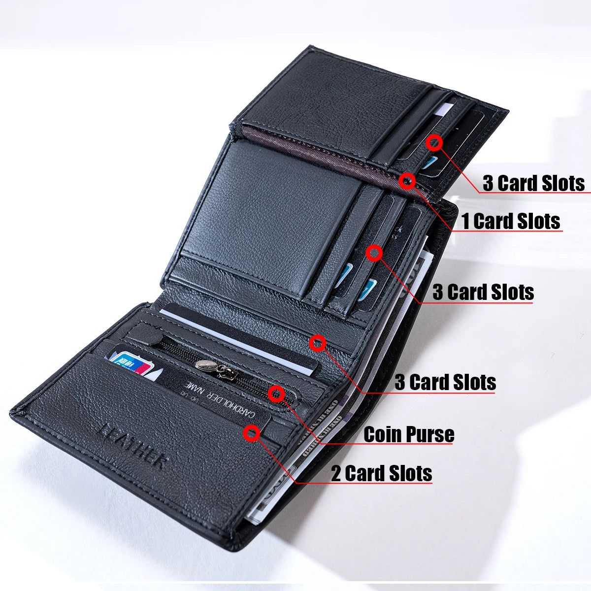 men's wallet Genuine Leather Wallets For Men Coin Purse Vintage Vertical Short Credit Card Holder Money Bag Men's RFID wallet