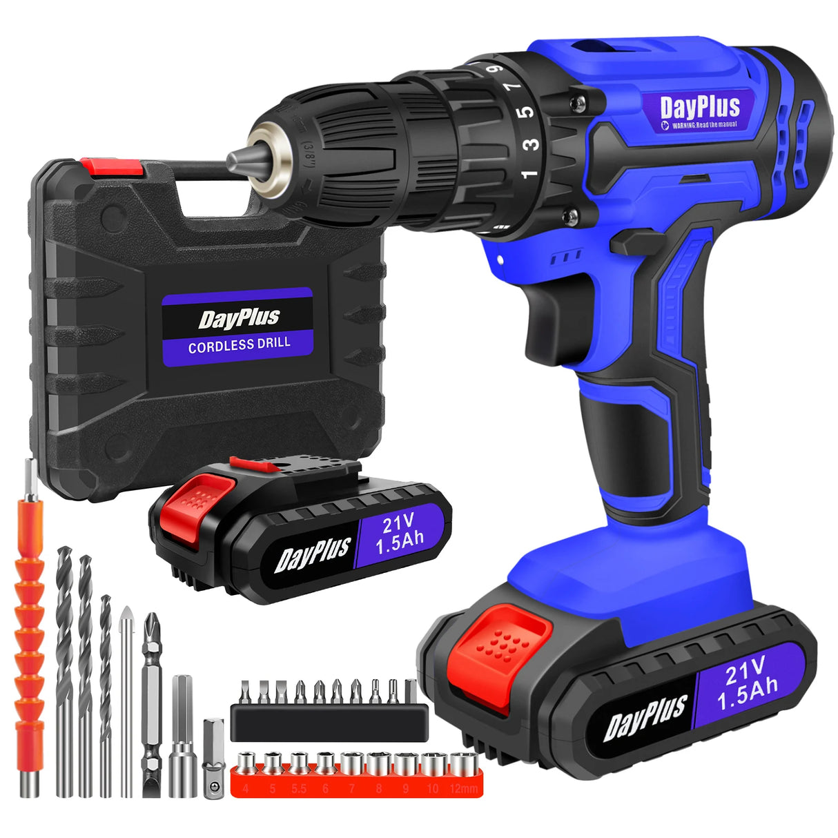21V Cordless Drill,Electric Screwdriver Tools Kit with 25+1 Torque Setting,2 Variable Speed,29PCS Accessories,LED Work Light