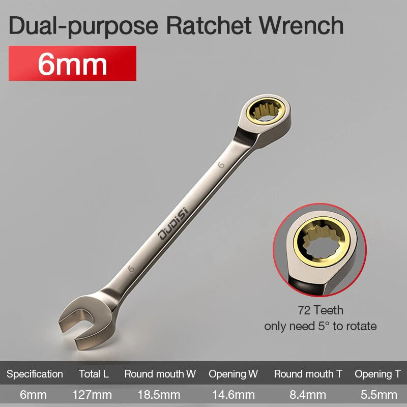 1Pc Key Wrench Flexible Golden Ratchet Wrenches Torque Universal Spanners for Car Repair Tools Metric Hand Tool