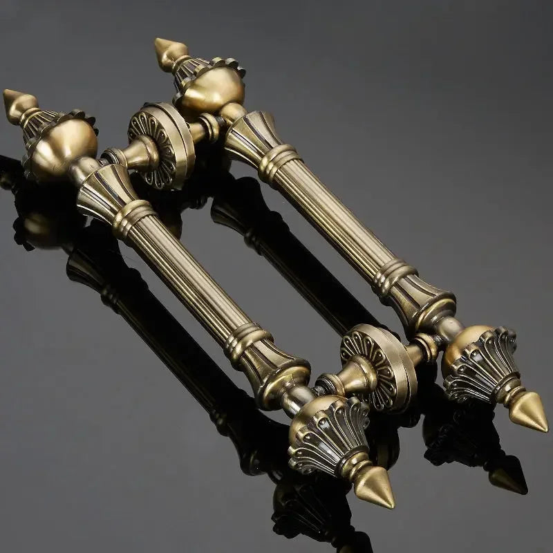 1PCS European Antique Wooden Handle Qinggu Copper Hotel Door Handle Villa Glass Door Handle