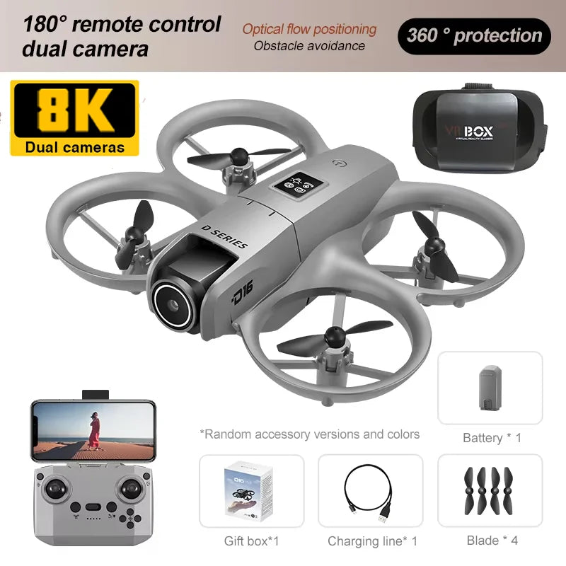 Lenovo 8K Drone D16 Mini GPS Professional Brushless Motor 180° Adjustable Dual HD Camera Obstacle Avoidance RC Quadcopter 20000m