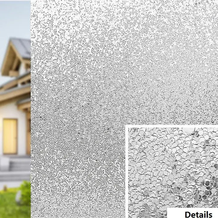 Glass Window Film Window Privacy Film Frosted Window Vinyl 3D Decorative Window Decals Non Adhesive Bathroom Living Room