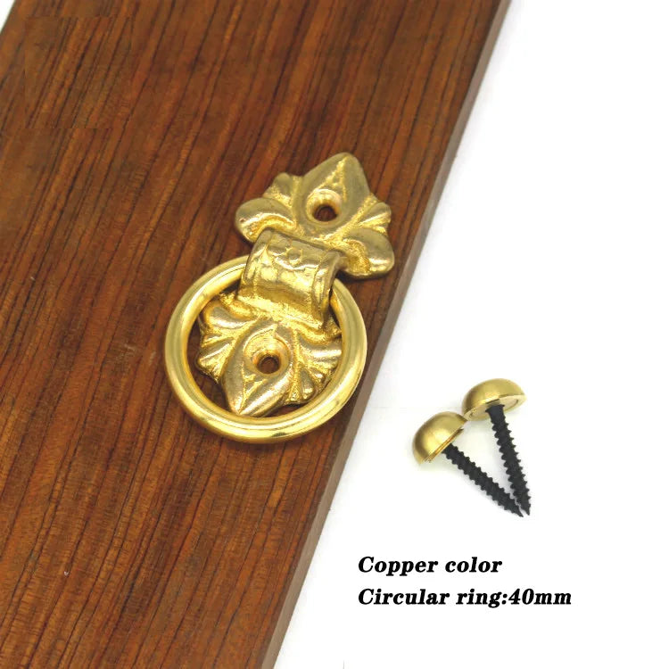 Old Ring Door Knocker Brass Bronze Knob for Cabinet Classics Gate Round Ring Handle Retro Entrence Door Knock Home Hardware