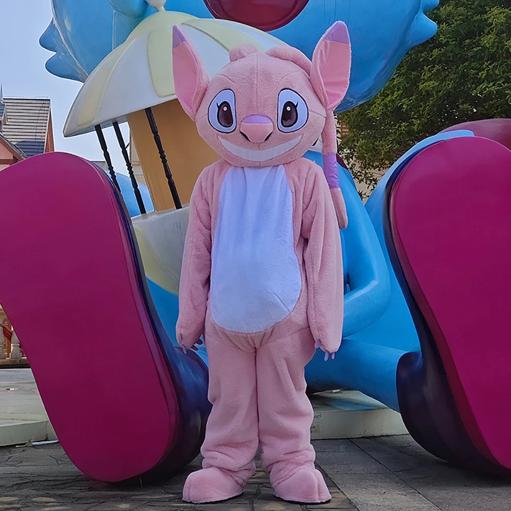 Plush Blue Stitch Mascot Costume Disney Angel Cartoon Fur Cosplay Suit Adult Advertising Fancy Dress Carnival Party Halloween